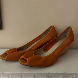 Donald J. Pliner Orange Peep-Toe Wedges
